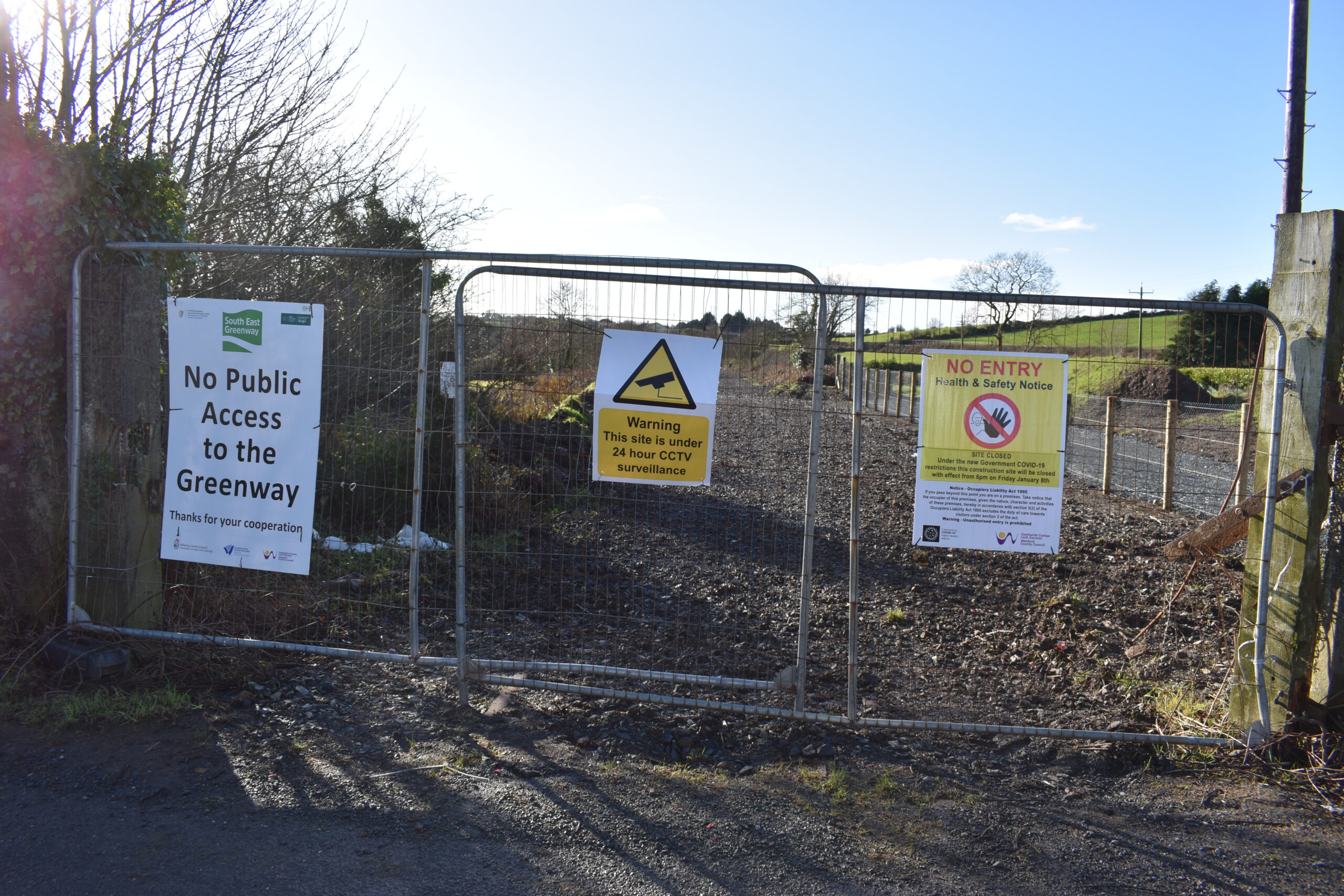 The Greenway construction site is currently closed and there is no public access allowed anywhere along the abandoned New Ross to Waterford Railway.
